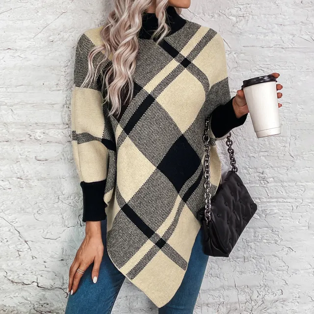 Autumn And Winter New High Neck Irregular Pullover Women Beige - Shop at LoveMi