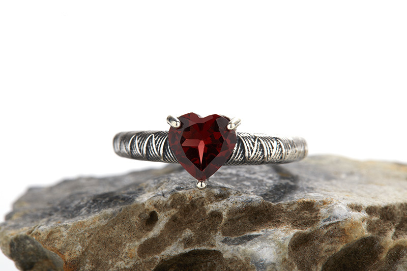 S925 Sterling Silver Colored Gems Jewelry Natural Garnet Ring