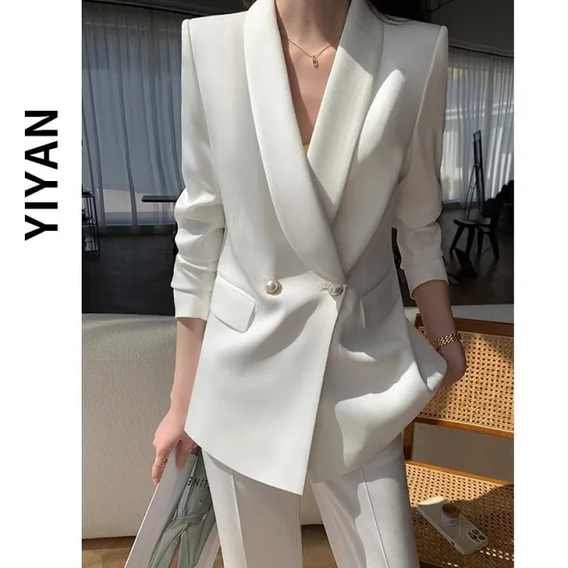 Spring And Autumn New Two piece Suit Temperament Commute Leisure White - Shop at LoveMi