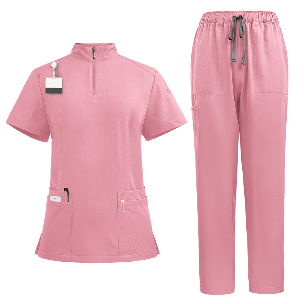 Stand Collar Zipper Hand Washing Suit Nurses' Uniform Work Clothes Suit