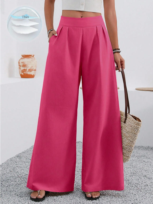 Women's high-waist wide-leg pants in white – full length front view
