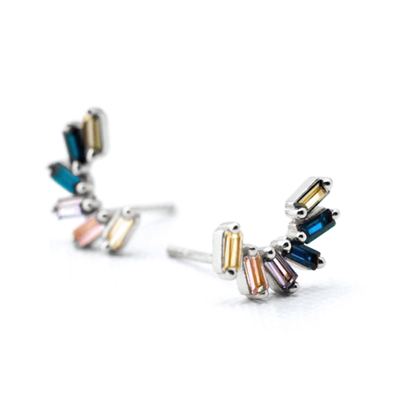 Silver Needle Minimalist Mix And Match Color Zircon Earrings For Women