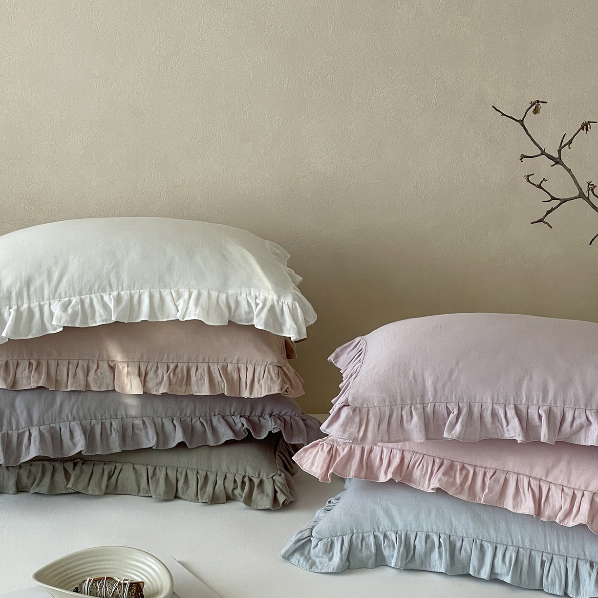 Ruffle-edged Pure Cotton Double-layer Gauze Single-piece Pillowcase | Grolano