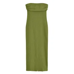 Tube Top Off-the-shoulder Midi Skirt Dress - Green - View 1