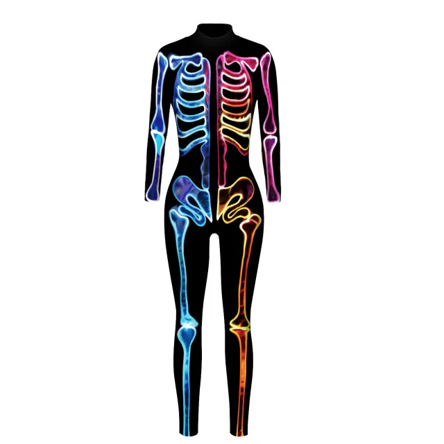 Skeleton Digital Women's Printed Wear Tight Long Sleeve Jumpsuit Color Fluorescence M - Shop at LoveMi
