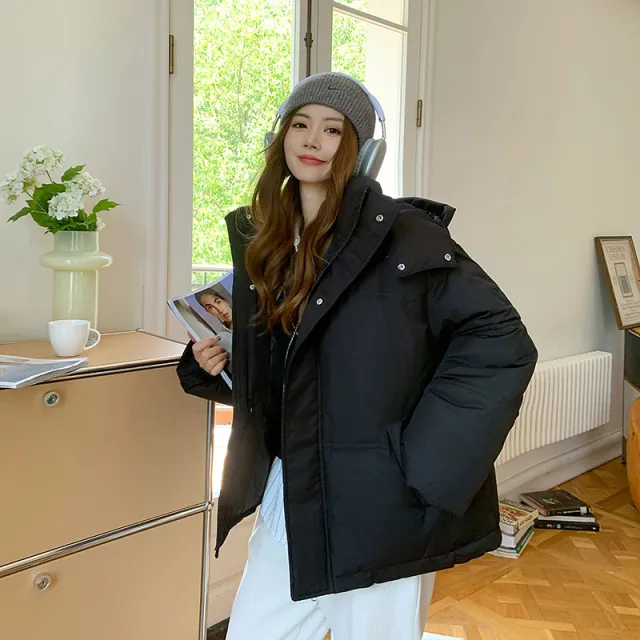 Thickened Niche Design Bread Winter Coat Short Down Jacket Women Black - Shop at LoveMi