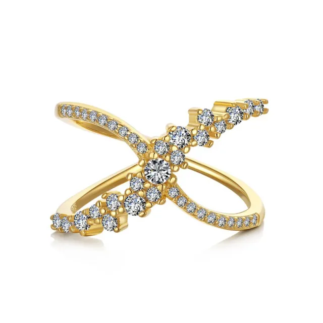 Zircon Inlaid S925 Sterling Silver Ring Gold - Shop at LoveMi