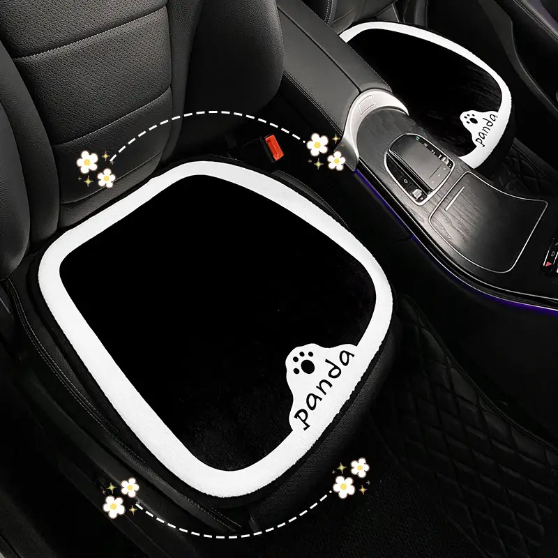 Car Cushion Winter Plush Cute Cartoon Panda Car Saddle Cover