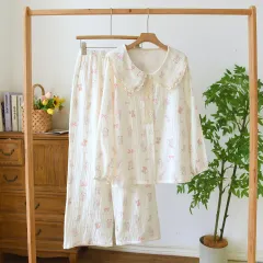 Double-layer Cotton Yarn Casual Comfortable Lace Doll Collar Long-sleeved Trousers - Cute Pet Garden Rice - View 1