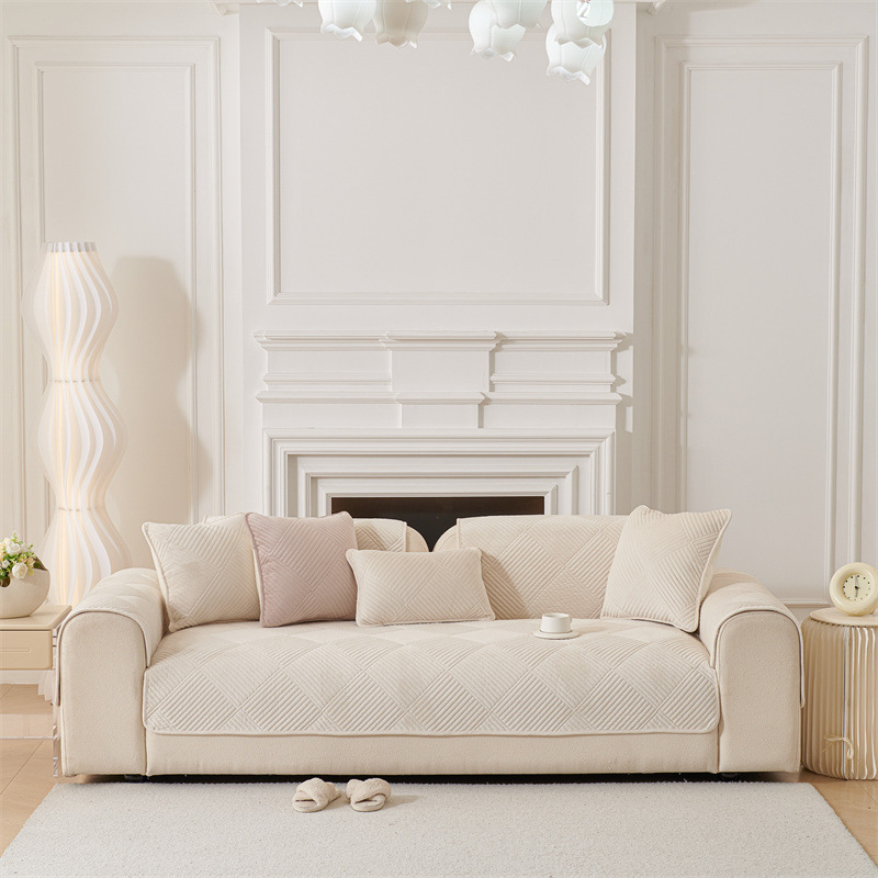 Solid-color Crystal Velvet Plaid Sofa Cushion