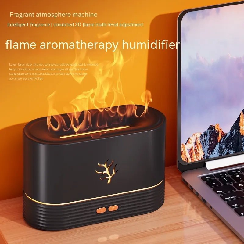 Flame Humidifier USB Smart Timing LED Electric Aroma Diffuser Simulation Fire Night Lamp Home Decor – image 3