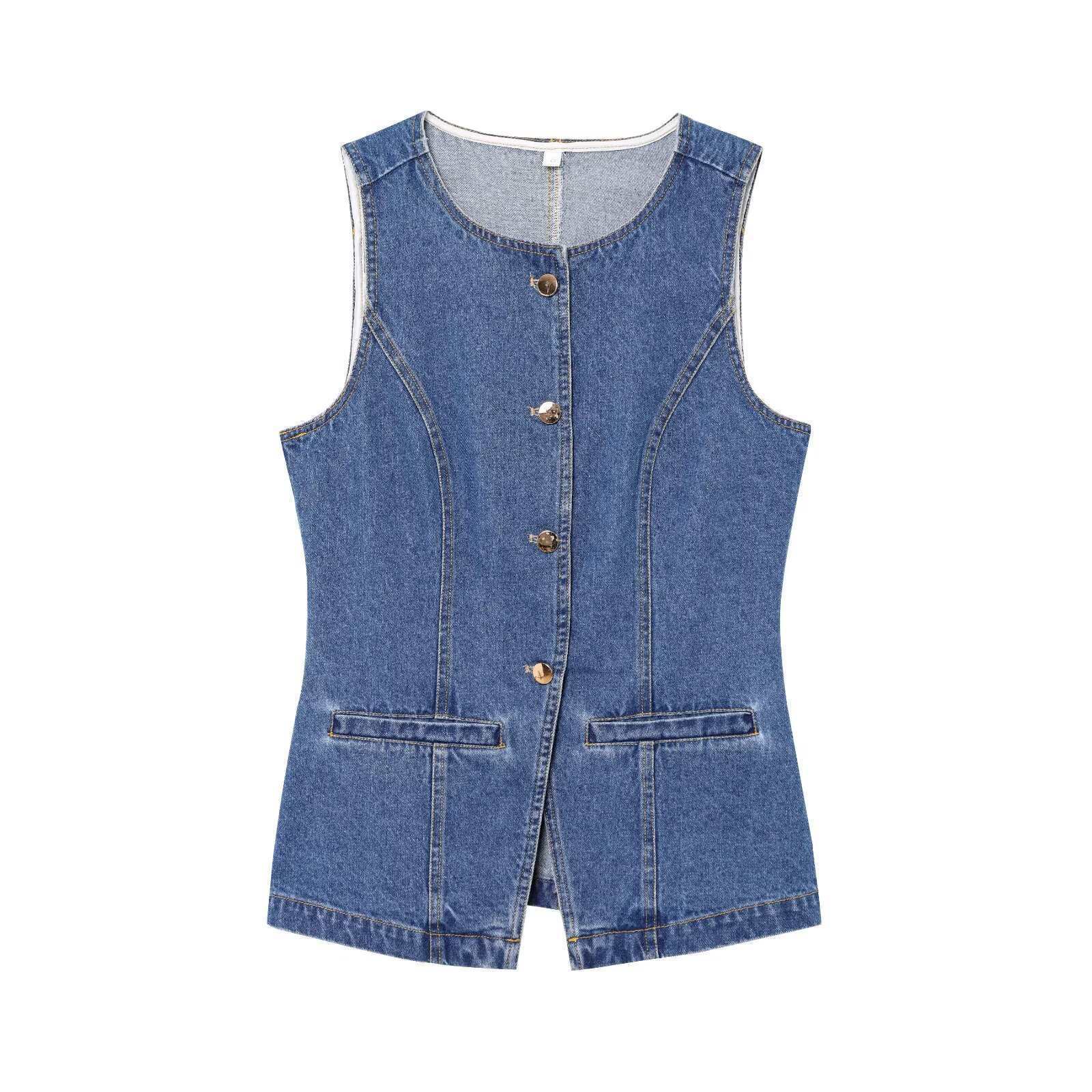 European And American Style Women's Vest Waist tight Mid waist Denim Shorts Vest L - Shop at LoveMi