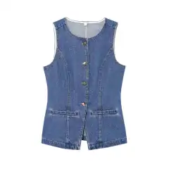 European And American Style Women's Vest Waist-tight Mid-waist Denim Shorts - Vest-L - View 1