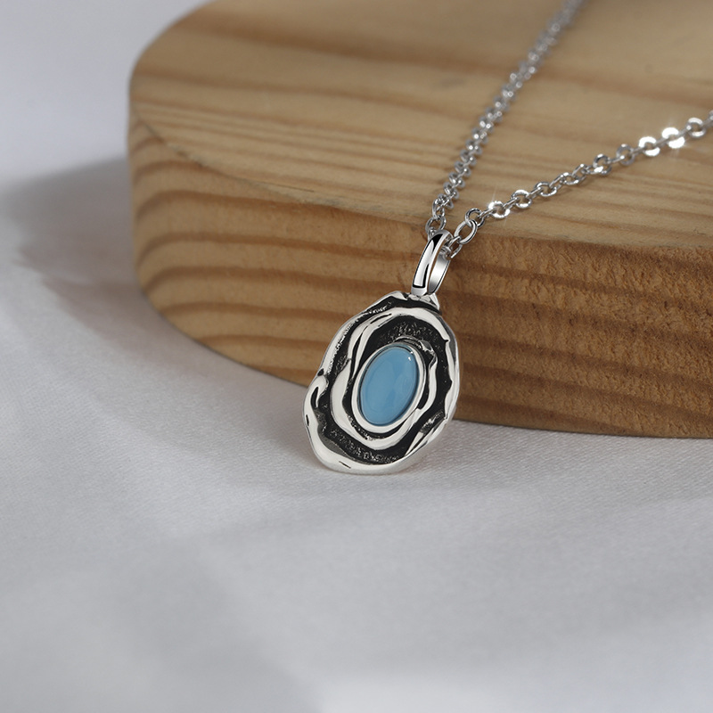 Retro Blue Meteorite Necklace Trendy Men's Fashion Creative