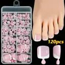 120 Pieces French White Edge Feet Nude Full Square Short High-grade Toe Nail Piece view 8