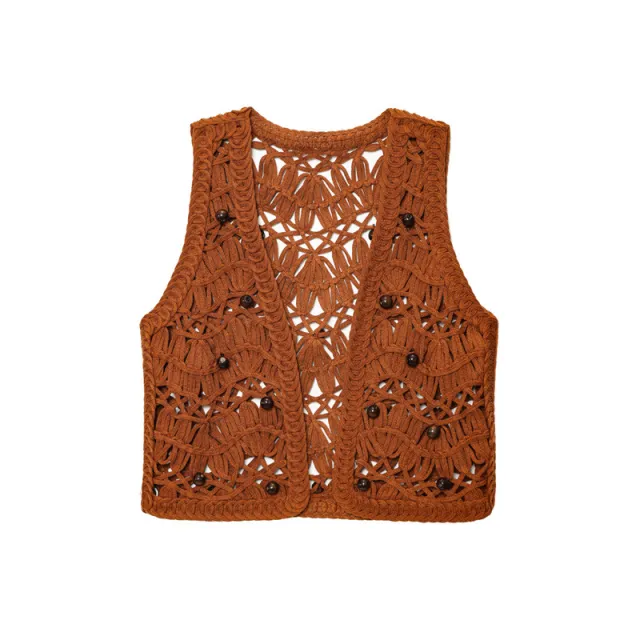 V neck Beaded Knitted Vest - Shop at LoveMi