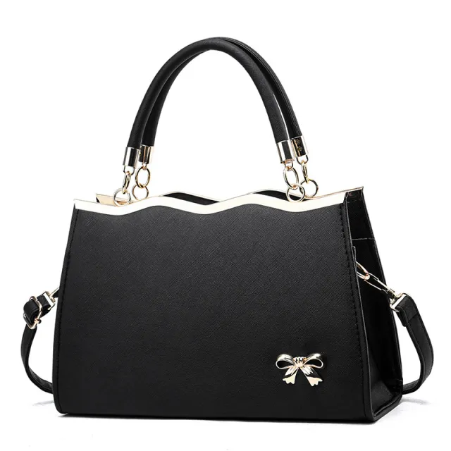 Fashion Bowknot Handbag Large Capacity Shoulder Messenger Bag Black - Shop at LoveMi