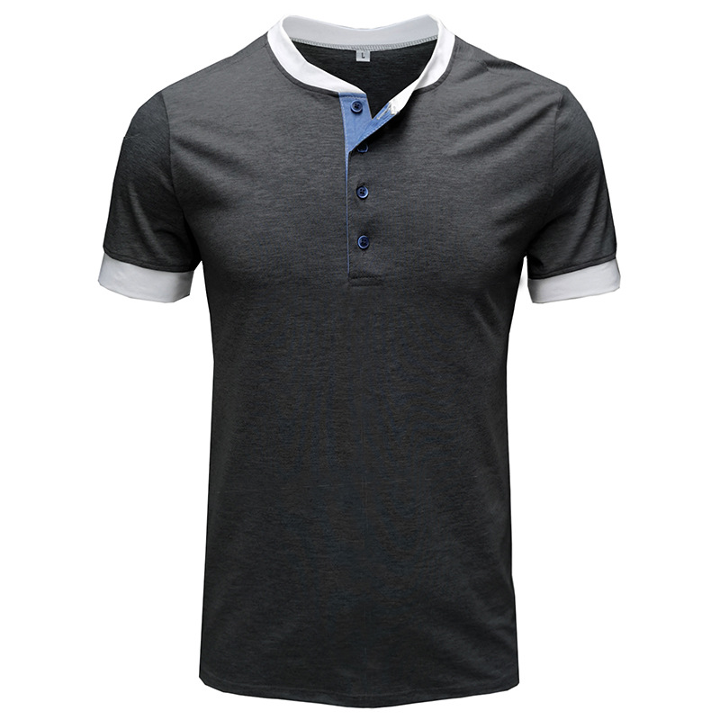 Title 7, Mens New Solid Color Patchwork Short Sleeve T-...