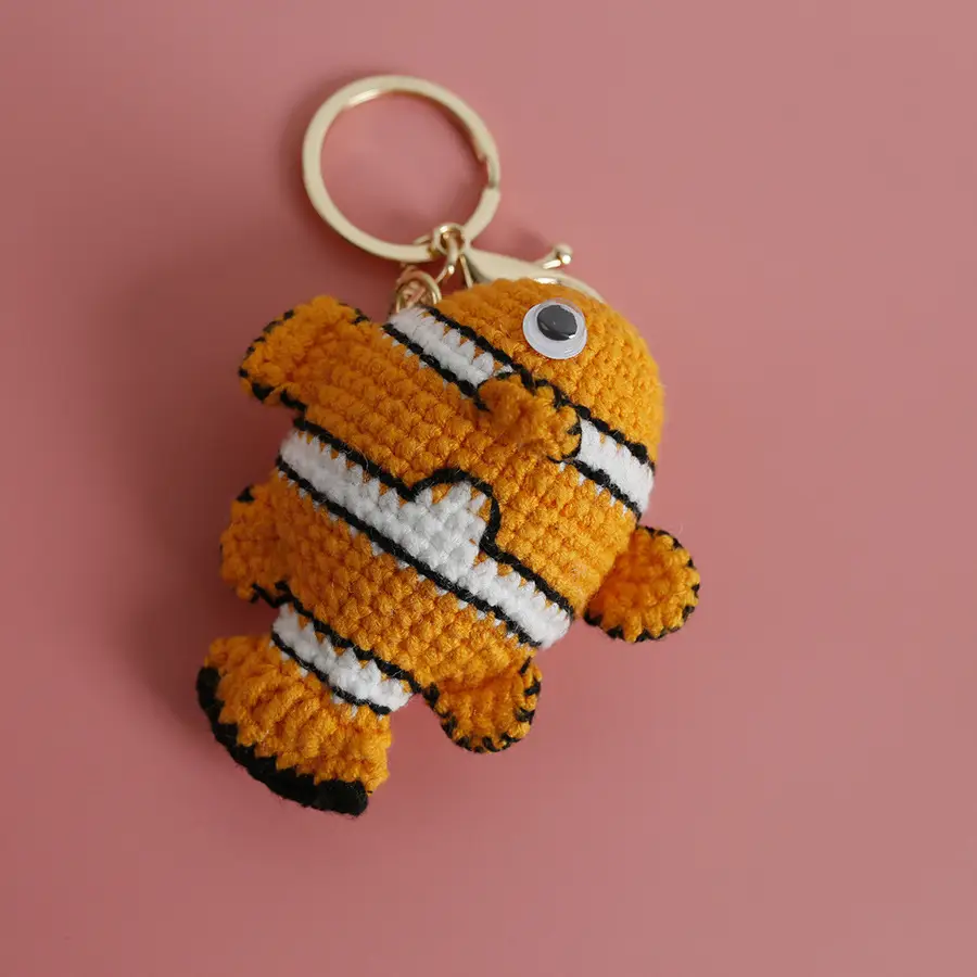 Delicate Wool Crocheted Fish Keychain