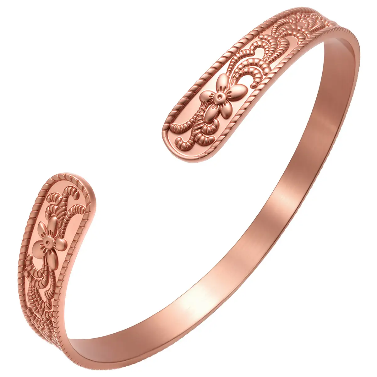 Exaggerated Pure Copper Simple Wide-Bracelet Open-End Womens Bangle