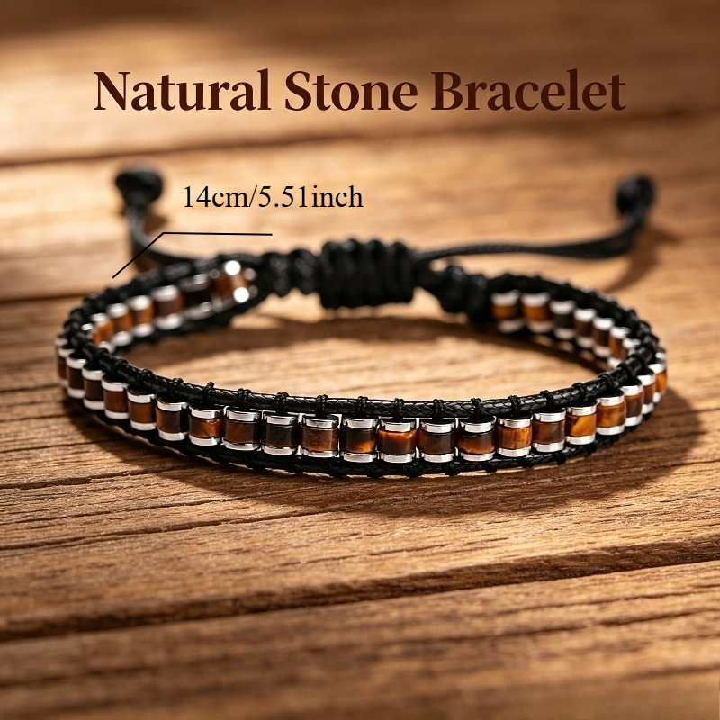 Pulsera Tejida de Piedra Natural