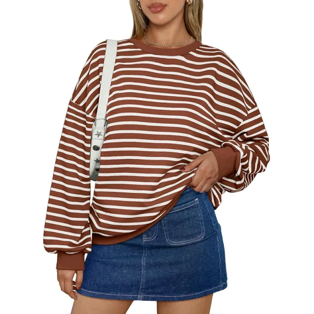 Cross Border TK Hot Oversized Loose Casual Striped Bathroom Brown - Shop at LoveMi