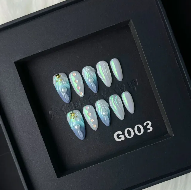 HAILANG Shell Nail Stickers Wear Nail Tip High grade Summer Blue - Shop at LoveMi