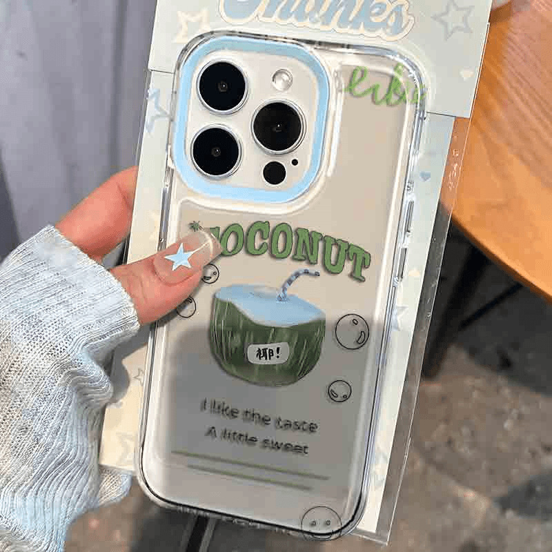 Creative English Coconut Print Silicone Phone Case