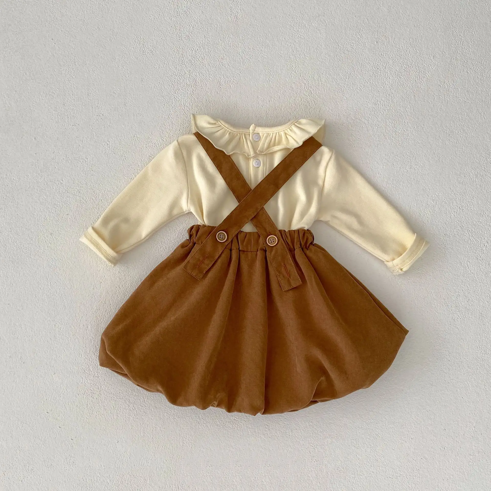 Children's Fungus Ruffled Collar Bottoming Shirt Lantern Skirt