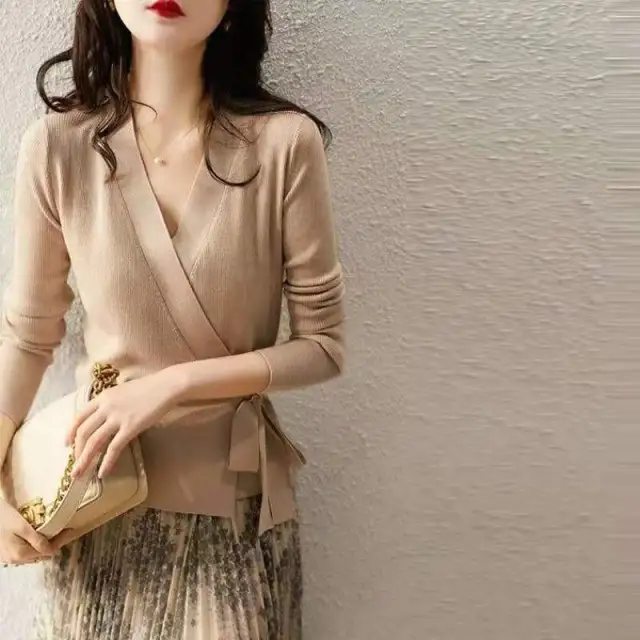 Women's Stomach Blanket style Long sleeved Cardigan Sweater Camel - Shop at LoveMi