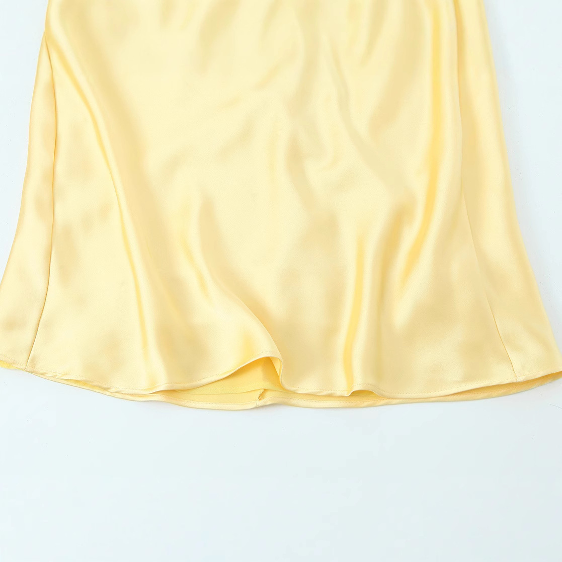 European And American Style Silk Satin Texture Sleeveless Midi Skirt Dress