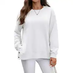 European And American Autumn And Winter Solid Color Long-sleeved Top Women - White - View 1