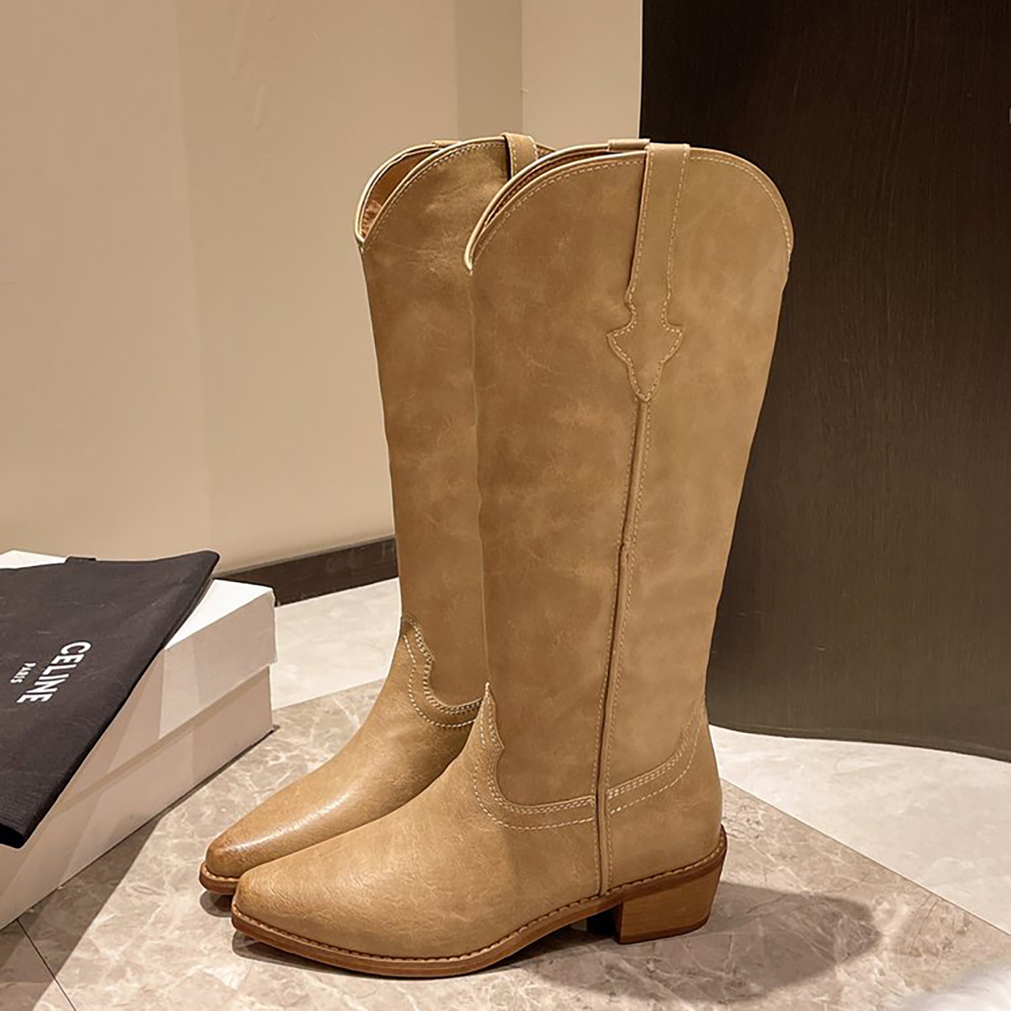 Retro Sophisticated Chunky-heel Pointed-toe Western Cowboy Boots