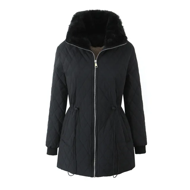 Mid length Slim fit Women's Fleece lined Cotton padded Cotton padded Black - Shop at LoveMi