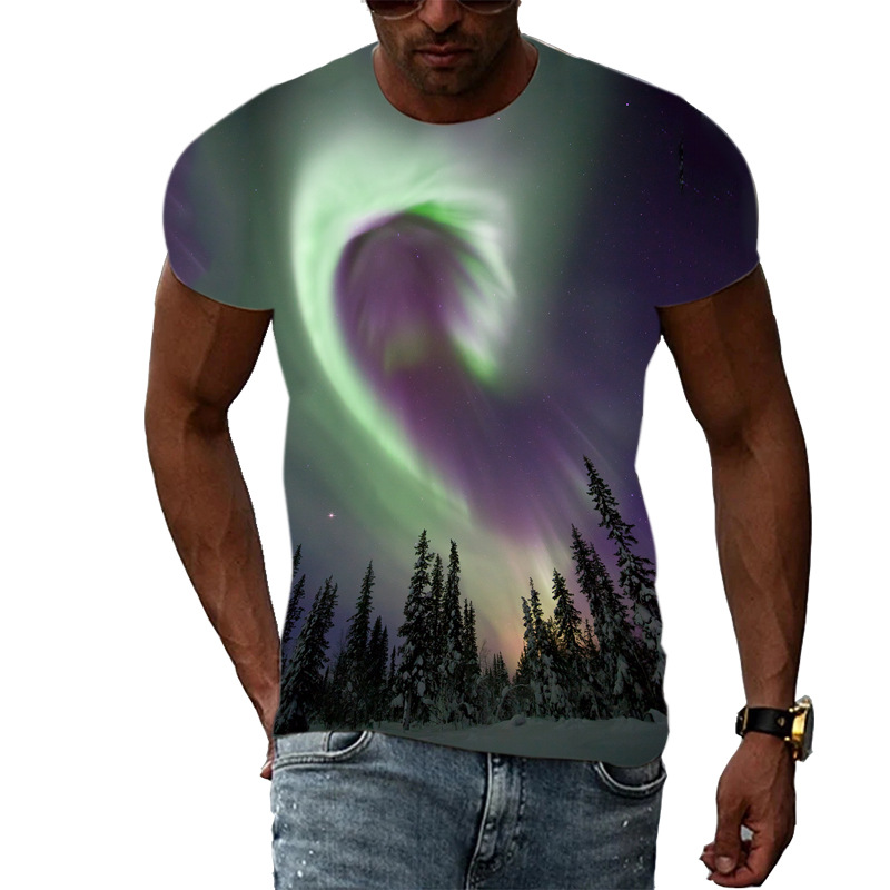 Title 19, T-shirt 3D pour homme Trend Print motif Aurora,...