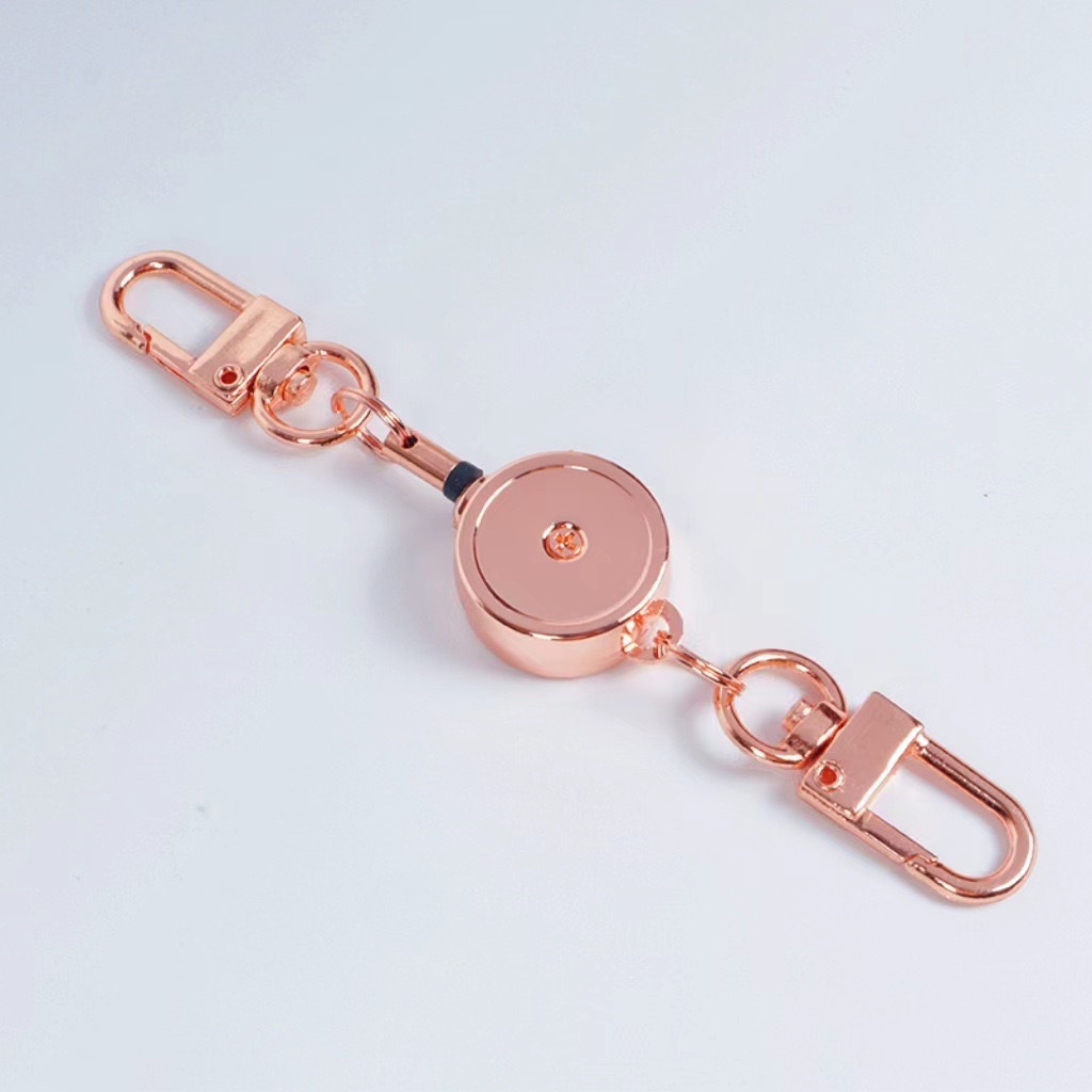 Retractable Buckle Zinc Alloy Anti lost Wire Grip Lanyard Rose Gold - Shop at LoveMi