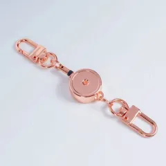 Retractable Buckle Zinc Alloy Anti-lost Wire Grip Lanyard - Rose Gold - View 1