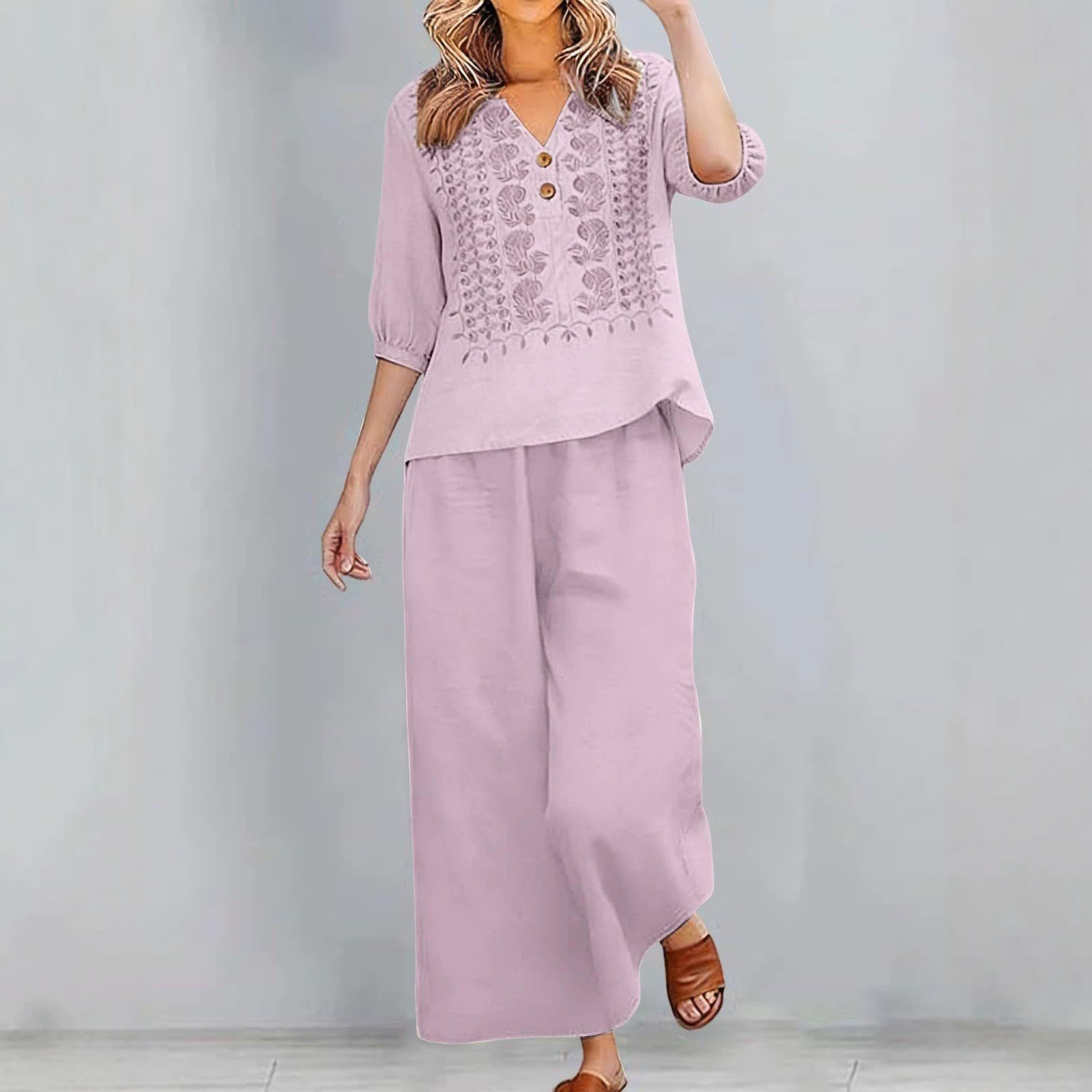 Womens Printed Plus-Size T-Shirt Set