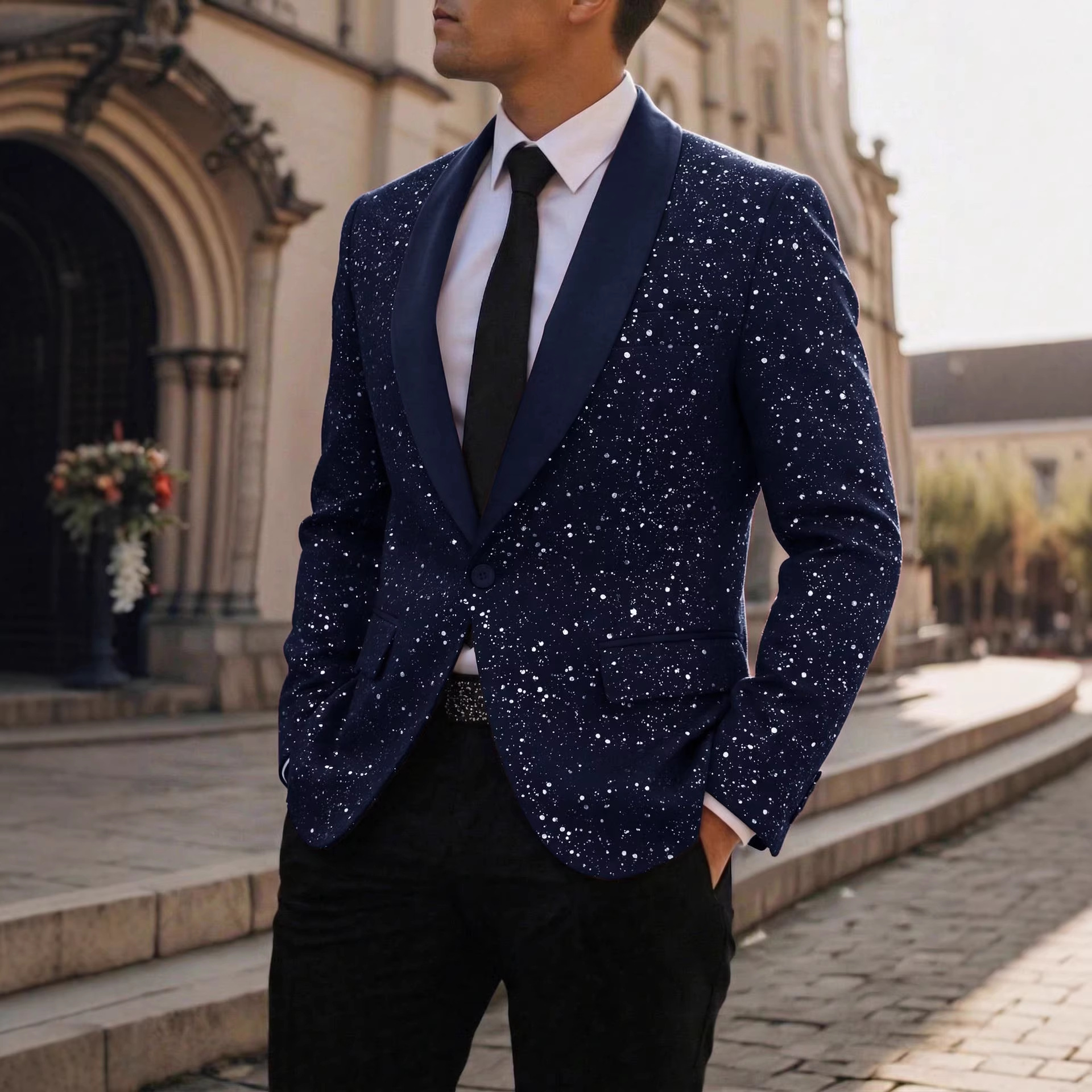 Men's Suit Casual Shiny Banquet Party Outerwear 3