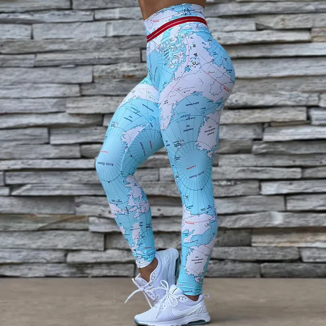 Women's 3D Digital Printing Casual Arm lifting Leggings Yoga Pants 1515 Map 3Xl - Shop at LoveMi