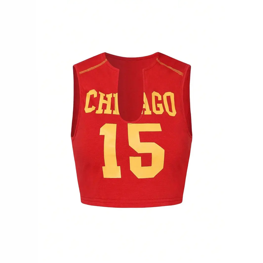 Hollow Red Personalized Digital Printing Sleeveless Sports