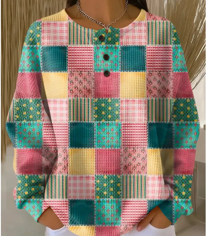 Womens Plaid Pumpkin Floral Butterfly Print Hoodie With Buttons - Floral