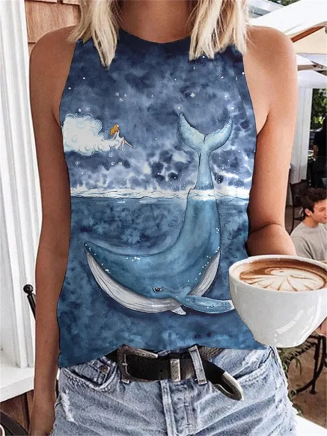 Summer Sports Casual Sleeveless Vest Printed Ladies Style 1 - Shop at LoveMi