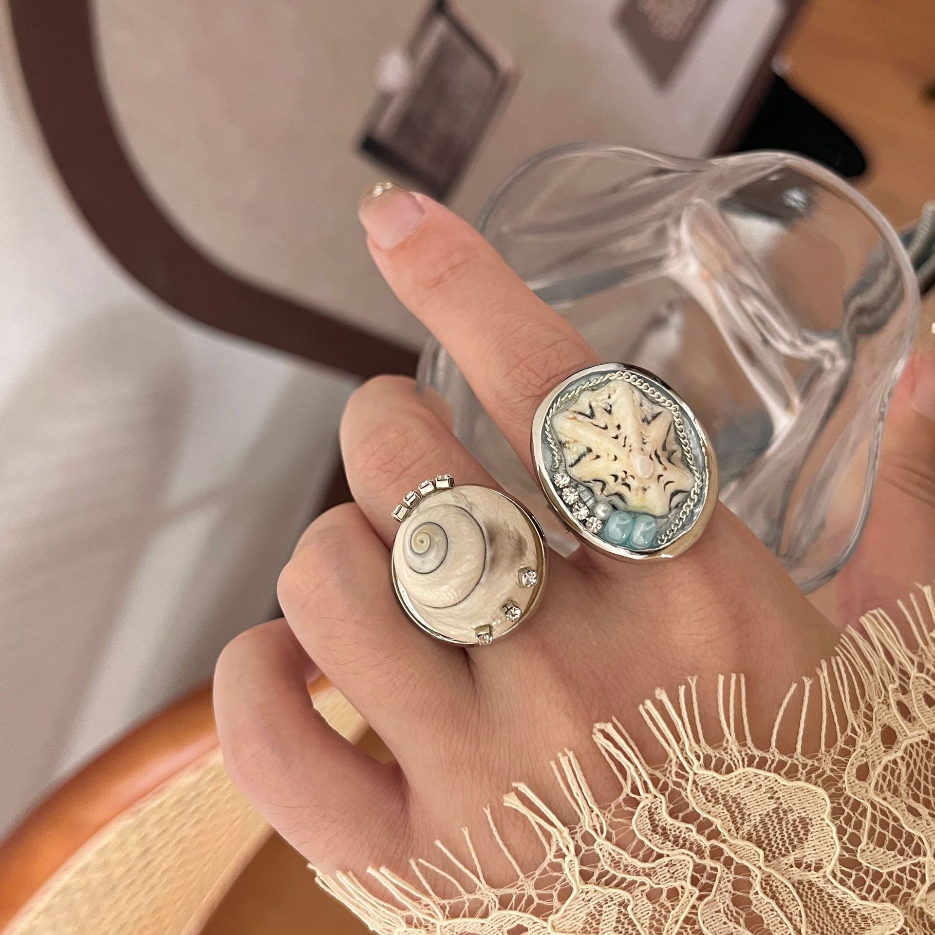 Vacation Style Snail Shell Wide Round Ring