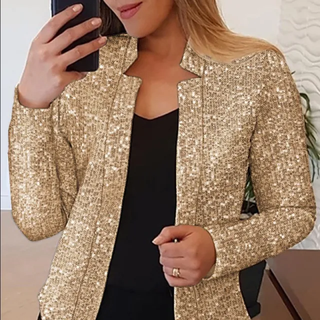 Women's Gold Color blocking Sequin Short Chic Gold - Shop at LoveMi