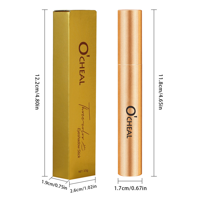 Three Color Eyeshadow Stick With Delicate Pearlescent Gradient Shimmer Powder