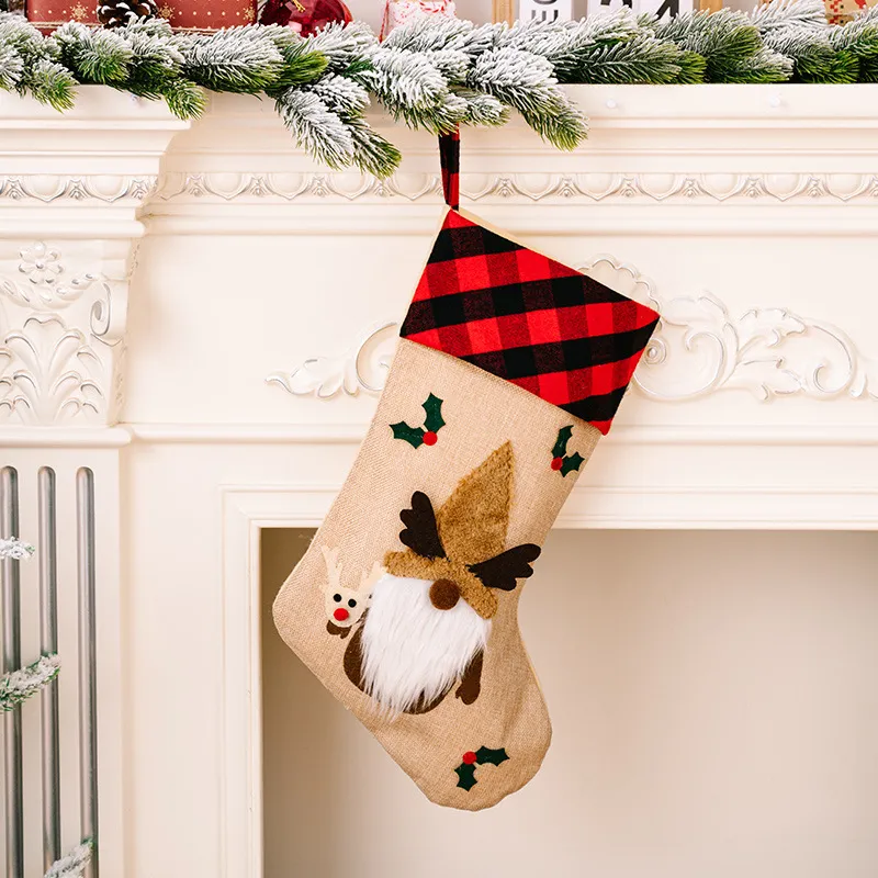 Christmas Decorations Red And Black Plaid Affixed Cloth Embroidered Window Pendant – image 8