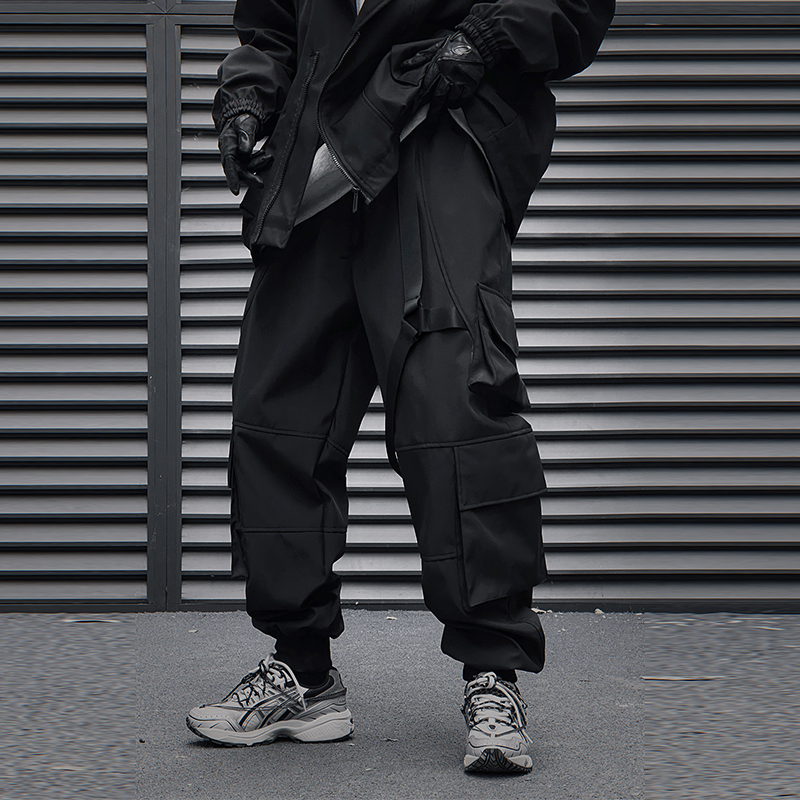 Thread Ankle Banded Pants Men's Loose Multi-pocket Workwear Casual Pants