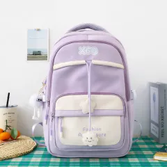 Men's And Women's Same Fashion All-match Backpack Large Capacity - Violet - View 1