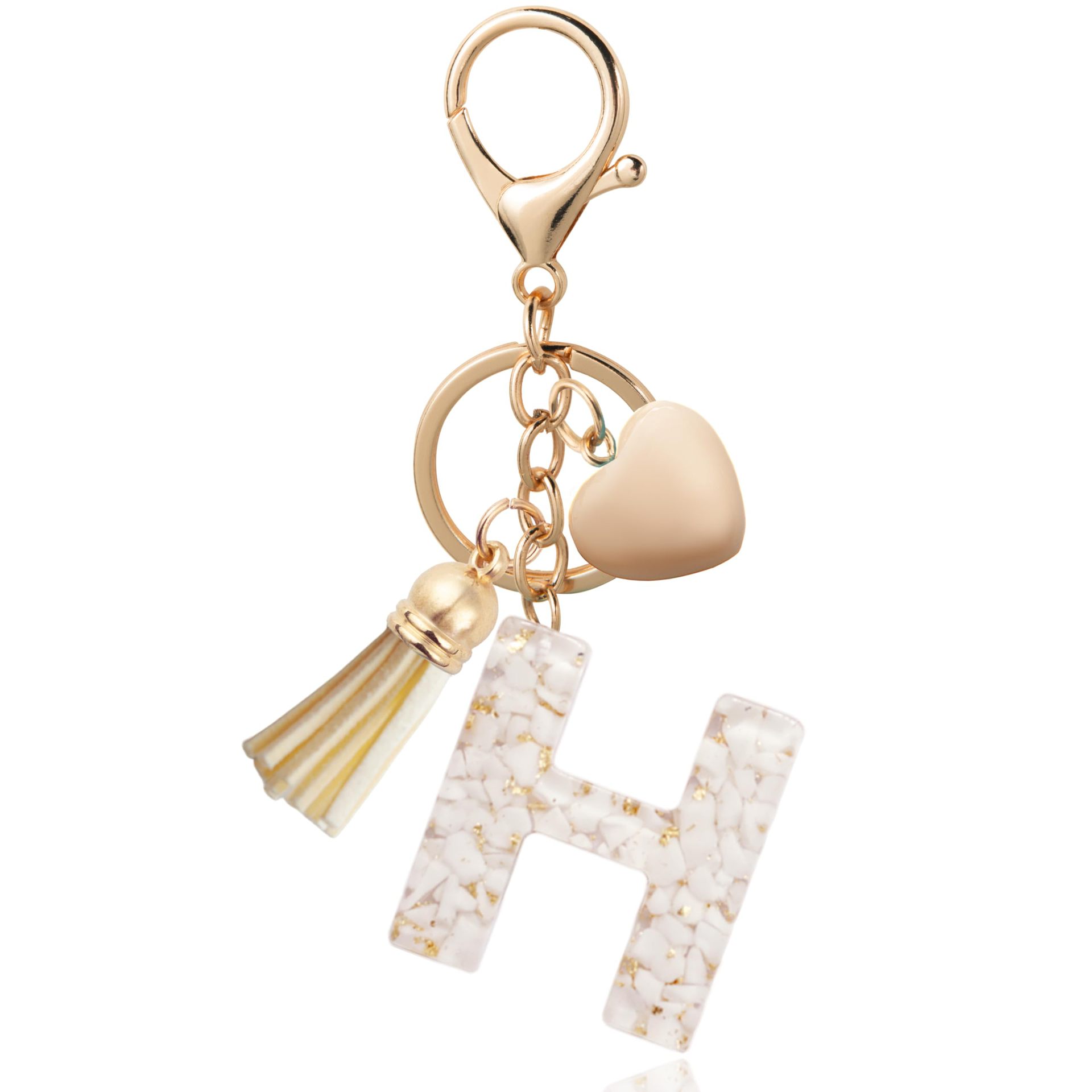 Fashionable Personalized Heart-shaped Pendant With White Shell Fragments Lettering And Tassel